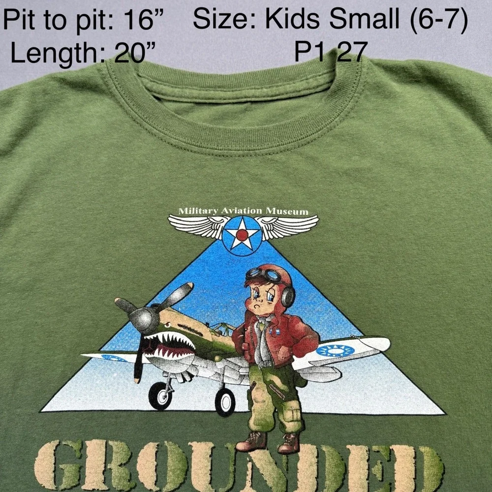 Kids Military‎ Aviation Museum T Shirt Grounded P40 Airplane Tee